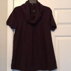 Dark purple, short sleeve sweater.